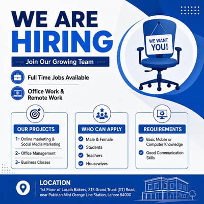 We are hiring males and females for office and online work