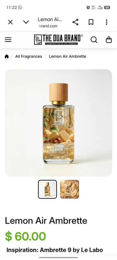 The Dua Brand Lemon Air AmbretteOriginal Imported Unisex Perfume