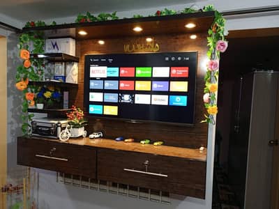 wall hanging rack for lcd tv with two drawers
