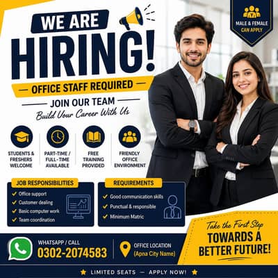 Hiring for office work and Marketing