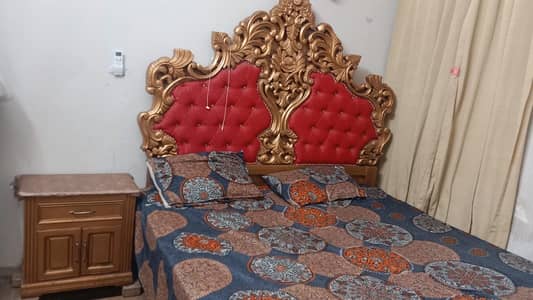 Double bed with side table and Dressing table and showcase