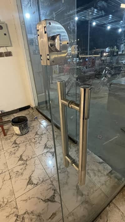 Shop door and glass