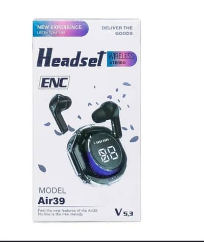 Air39 Wireless Earbuds - Transparent Case & LED Display (Brand New)
