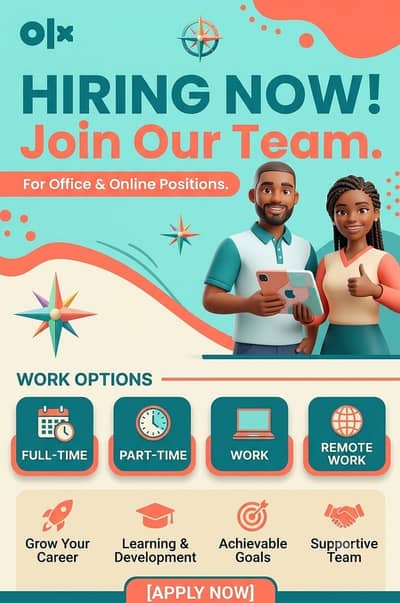 NEED MALE AND FEMALES STAFF FOR OFFICE WORK AND ONLINE WORK