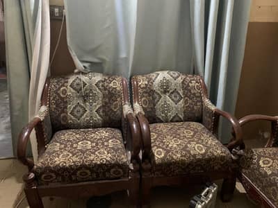 5-seater luxury sofa set for sale | brown and golden color