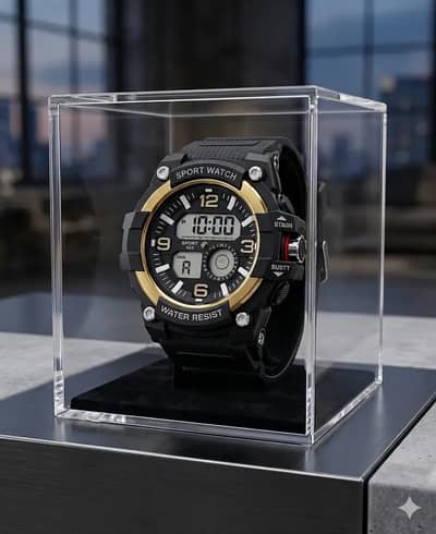 Men's Digital Sports Watch Black Water Resistant