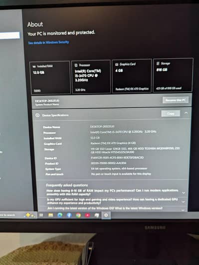 Gaming PC | i5 3rd Gen | RX 470 4GB | 12GB RAM | SSD + HDD