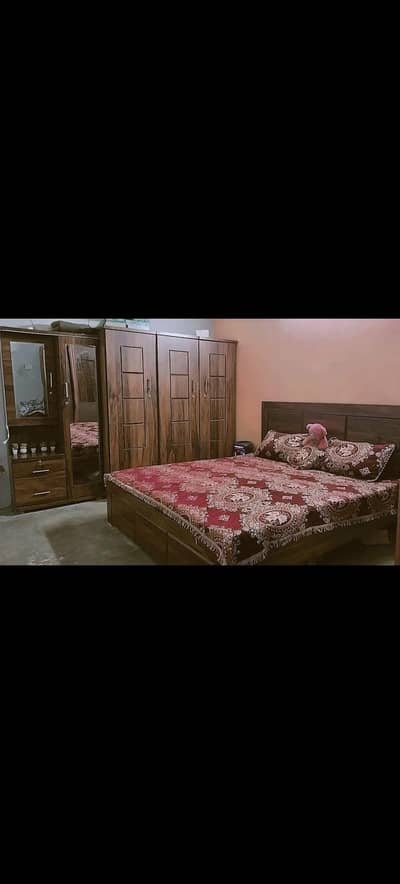 King size Bad with matres. 3 Door Almari & Dressing Table. . .