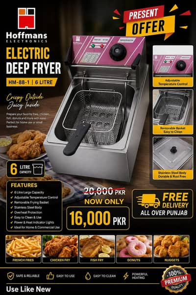 Hoffmans 6L Electric Deep Fryer