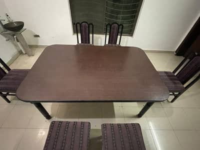 6 Seater Wooden Dining Table with Chairs Urgent Sale Lahore
