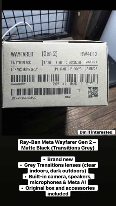 Rayban meta glasses gen 2 box pack sealed