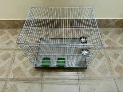 cage  for birds with extra bowls steal walay