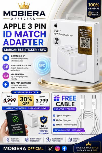 *APPLE 40W ORIGINAL ADAPTER WITH(NFC)*