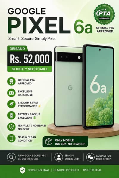 Google pixel 6a official pta 10/10 condition