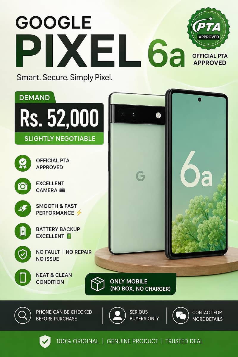 Google pixel 6a official pta 10/10 condition 0