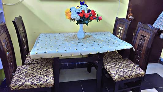 Double Glass dining table with 4 set chair