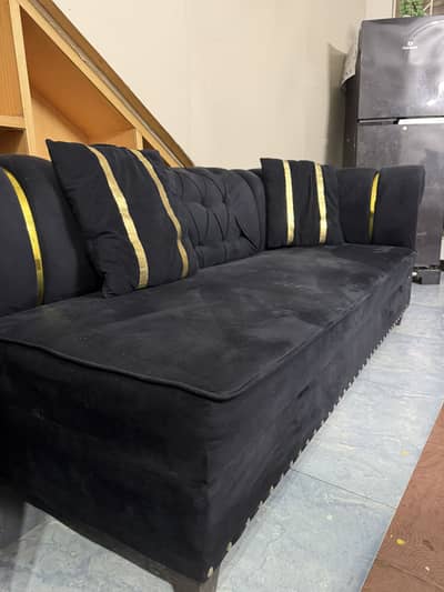 Black Velvet Dewan Sofa for Sale