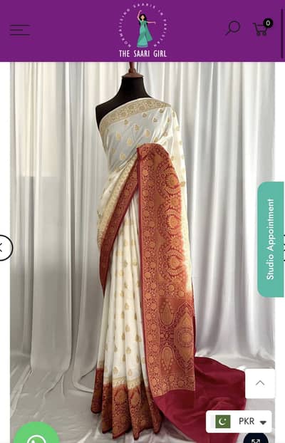 Red and White Indian BANARSI Saree-LIMITED EDITION