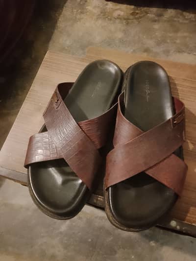 Logo leather slipper sandals, shoes wear size 9/10