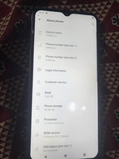 Vivo y12s Ram3gb Rom 32gb