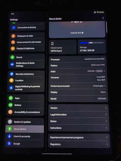 OPPO PAD 3 8GB RAM 256GB STORAGE 144FPS GAMING