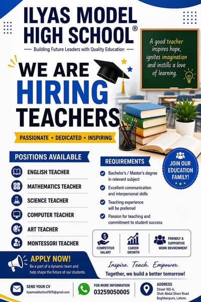 Female Teachers Required