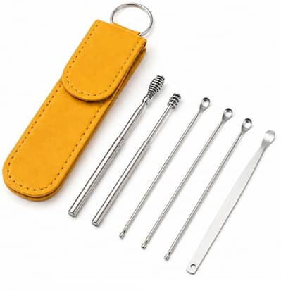 6 Pcs Stainless Steel Ear Pick Cleaning Kit with Portable Case