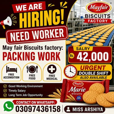 Staff required in goli toffee biscuit factory