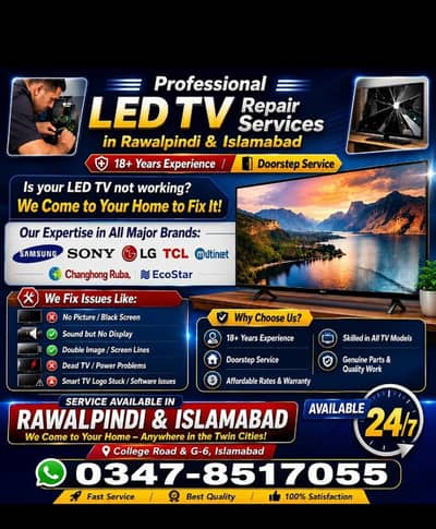 LED/Smart TV Repair Expert | 18 Years Experience | Home Service