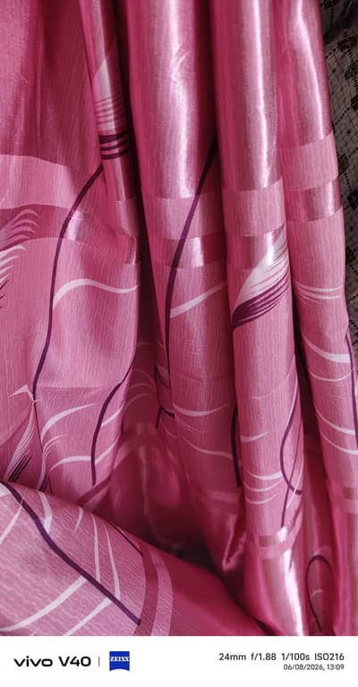 pink curtain 6.5 feet length and 6.5 feet width.