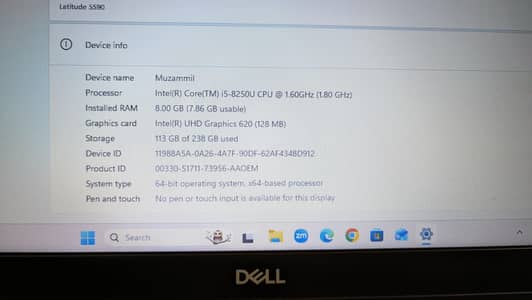 Dell Laptop latitude 5590 core i5 8th Gen