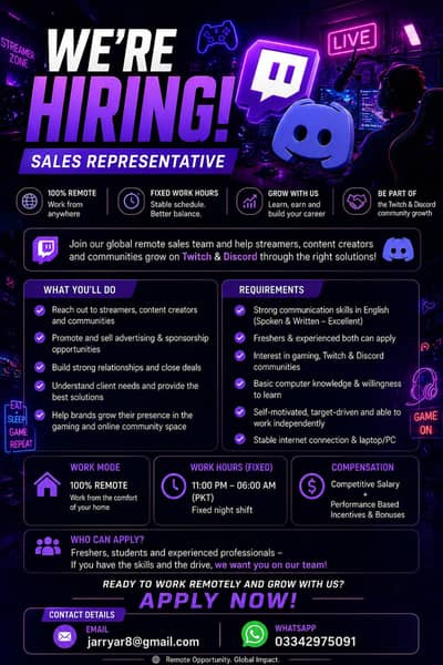 Hiring for Sales Agent