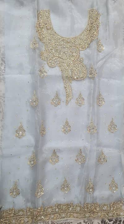 Embroidered Organza kora dabka work 3 piece unstiched