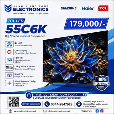 TCL 55C6K 55 Inch 4K QLED Google Smart LED TV Brand New
