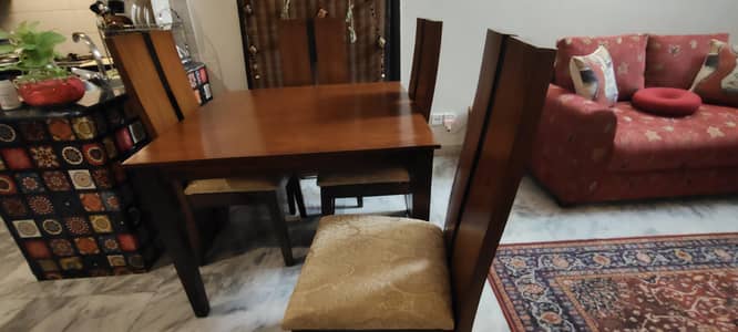 Solid Sheesham Wood 4 Seater Dining Table Set with Chairs
