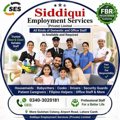 House Maid, Babysitter, Patient Care, Nanny, Nurse, Driver, Chef, Cook