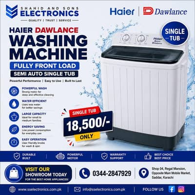 Haier &  Dawlance Single Tub Semi Automatic Washing Machine