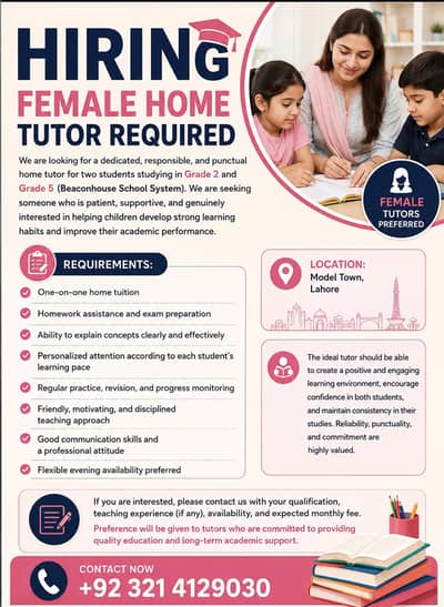 Female Home Tutor Required