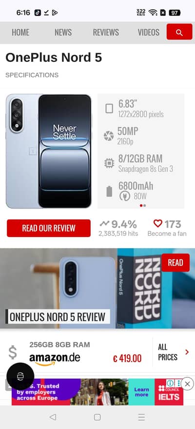 One Plus Nord 5 12/512
