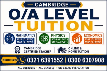 Mathematics , physics and Economics O/A levels teacher  online & Home