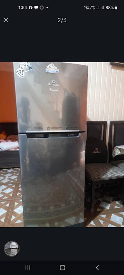 dawlence refrigerator, 2 door, grey