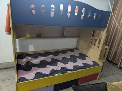 kids bunk bed with storage & chairs stylish wooden Bed