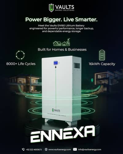Vaults 16kW Lithium Battery 51V 314Ah | ENNEXA LiFePO4 | 8000 Cycle