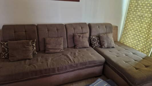 L-shaped Sectional Sofa — Brown/Taupe