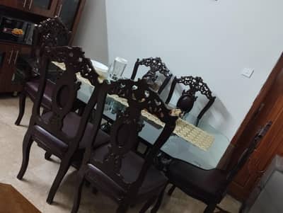 dining table with 6 chairs+centre table and two side tables