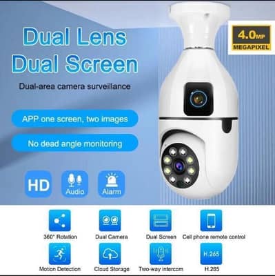 360 View Security Camera White ABS Plastic
