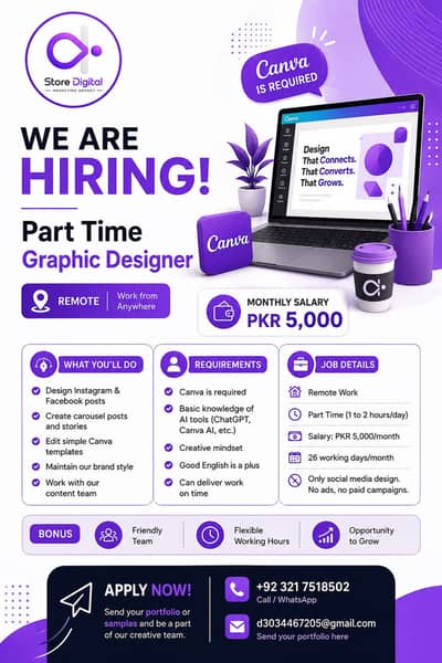 Part Time Graphic Designer Job (Remote)