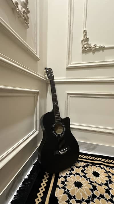 Black Acoustic Guitar with Bag ,4 strings,picks- Excellent Condition
