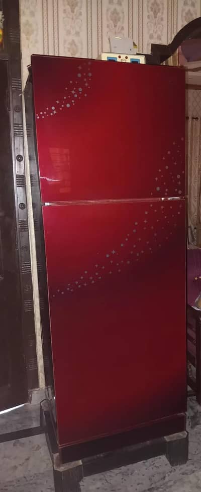 14CFT -Elegant Red Double -Door Cabinet with Decorative Design