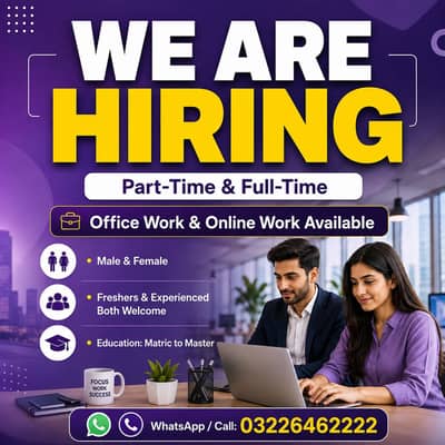 WE HIRING MALE AND FEMALES STAFF FOR OFFICE WORK